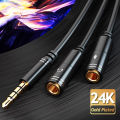 Headphone Splitter 0.3m 1ft 3.5mm 2 Female to 1 Male Mic and Audio Y Splitter TRRS Headset Adapter Cable Stereo. 