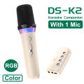DS-K2 Karaoke Companion Bluetooth 5.3 Wireless Dynamic Micrphone RGB Lights KTV DSP Mixer System 3.5MM AUX Type-C Amplifier Host. 