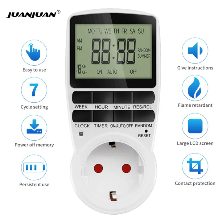 Electronic Digital Timer Switch 12/24 Hour Programmable Timing Socket ...