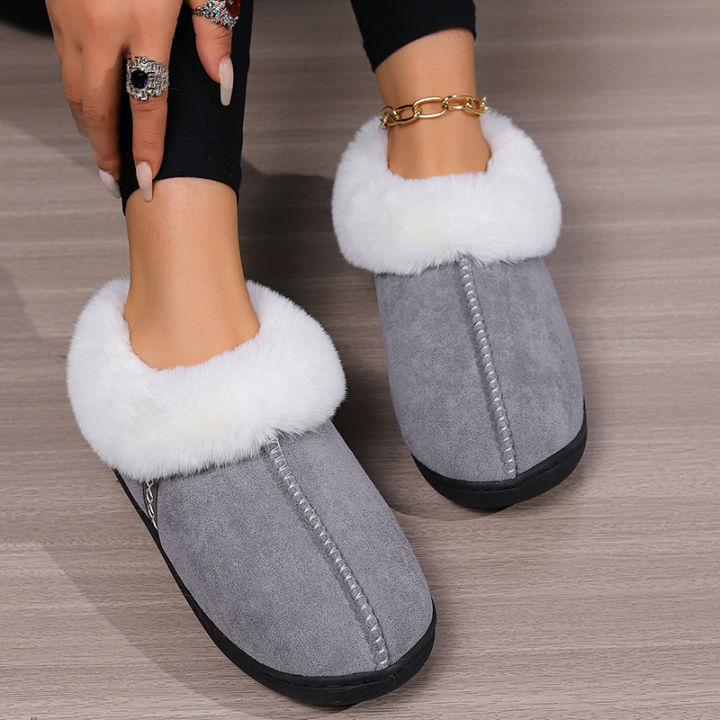 2024%20Winter%20Warm%20Fur%20Indoor%20Home%20Slippers%20Women%20Faux%20Suede%20Closed%20Toe%20Couple%20Slippers%20Woman%20Comfort%20Soft%20Sole%20House%20Shoes%20Slides%20-%20Image%202