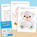 32-Page Concentration Training Maze Book, Maze Game Book, Maze Training Book for Students, Thinking Development and Attention Games, Puzzle Development, with Fun Patterns of Animals, Plants, Etc.