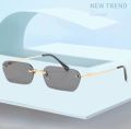 Rectangle Rimless Sunglasses Square Vintage Sun Glasses Brand Designer Retro Trendy Gradient Glass sunglass, Stylish, Best sunglasses price, Premium sunglasses.