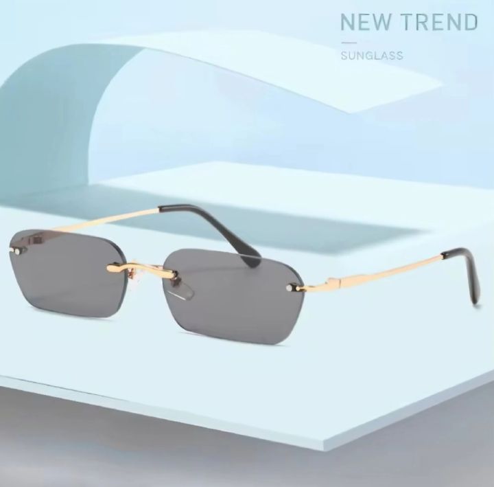 Rectangle Rimless Sunglasses Square Vintage Sun Glasses Brand Designer Retro Trendy Gradient Glass sunglass, Stylish, Best sunglasses price, Premium sunglasses