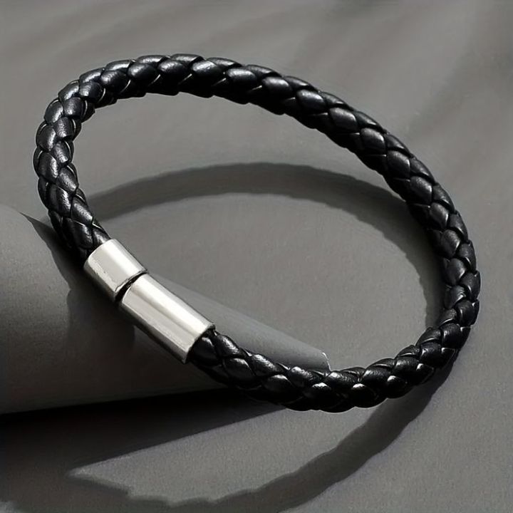 Ring Nepal Men's Black Leather Bracelet