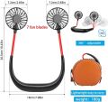 Portable Neck Fan comes with USB Rechargeable, Hands-Free Bladeless Mini Fan with 3 Speeds Mode, 48 Air Outlets, Portable Wearable Design for Travel, Sports, and Office Use (Black). 