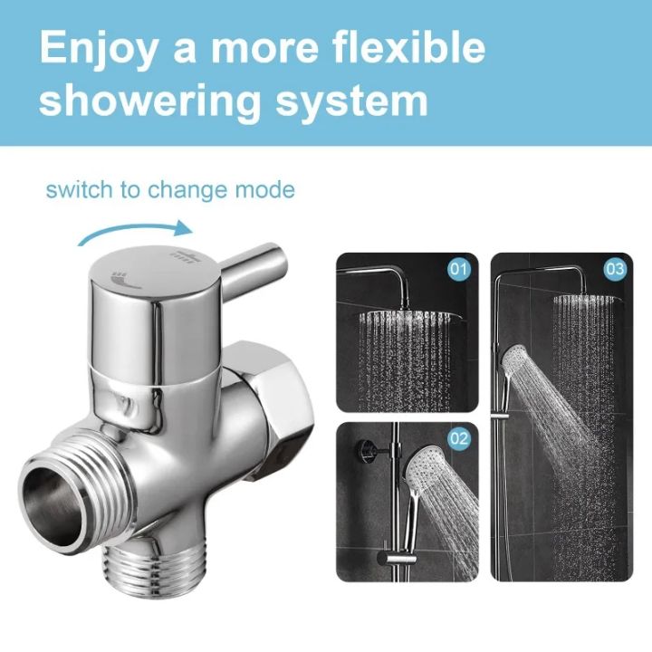 Brass%203-way%20G1/2%20Shower%20Diverter%20Valve%20Water%20Separator%20Shower%20Tee%20Adapter%20Adjustable%20Faucet%20Switcher%20Bathroom%20Replacement%20Part%20-%20Image%204