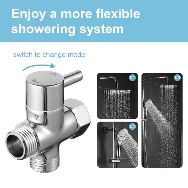Brass%203-way%20G1/2%20Shower%20Diverter%20Valve%20Water%20Separator%20Shower%20Tee%20Adapter%20Adjustable%20Faucet%20Switcher%20Bathroom%20Replacement%20Part%20-%20Image%204