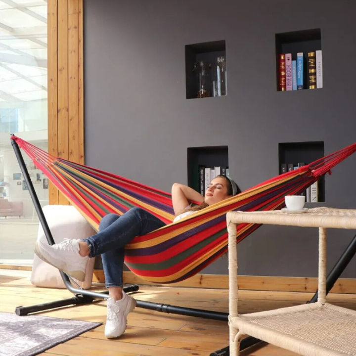 Outdoor%20Thickened%20Canvas%20Hammock%20Camping%20Outdoor%20Swing%20Net%20Hed%20Anti%20Rollover%20Striped%20Hanging%20Chair%20Hammock%20-%20Image%205
