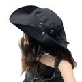 Women's and Men's Solid Outdoor Hiking Jungle Mountaineering Hat Basic Foldable Breathable Sun Hat Leisure Large Brim Cap.