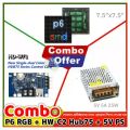 P6 RGB 7 Color LED module 32x32 Pixel + HD-WF1 WiFi Color Led Controller + 5V A Power Supply Combo Package for colorful LED Signboard Text Animation Effect Scrolling message Digital Clock.