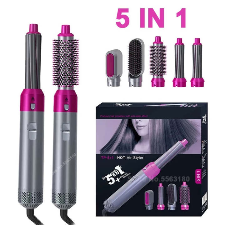 5 In 1 Hair Styler Portable With Five Attachments For Curly, Smooth, And Styling Hair For Ladies