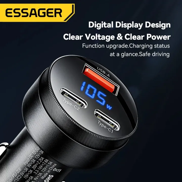 Essager%20105W%20USB%20Car%20Charger%20Quick%20Charge%204.0%20QC4.0%20QC3.0%20QC%20SCP%20PPS%20PD%20USB%20Type%20C%20Fast%20Charging%20For%20iPhone%2014%2015%20%20Phone%20-%20Image%204