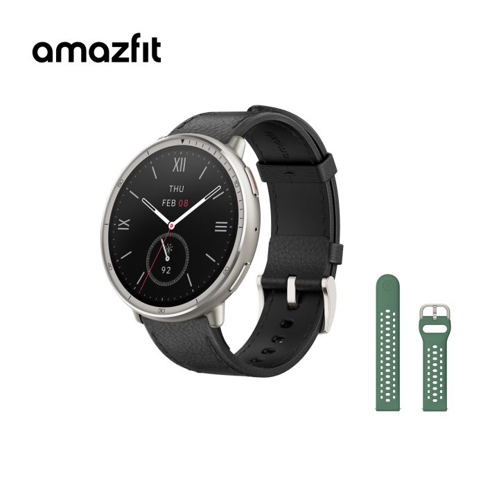 Amazfit Active 2 Round 1.32inch Smartwatch (Premium) Dual Strap Leather and Silicone