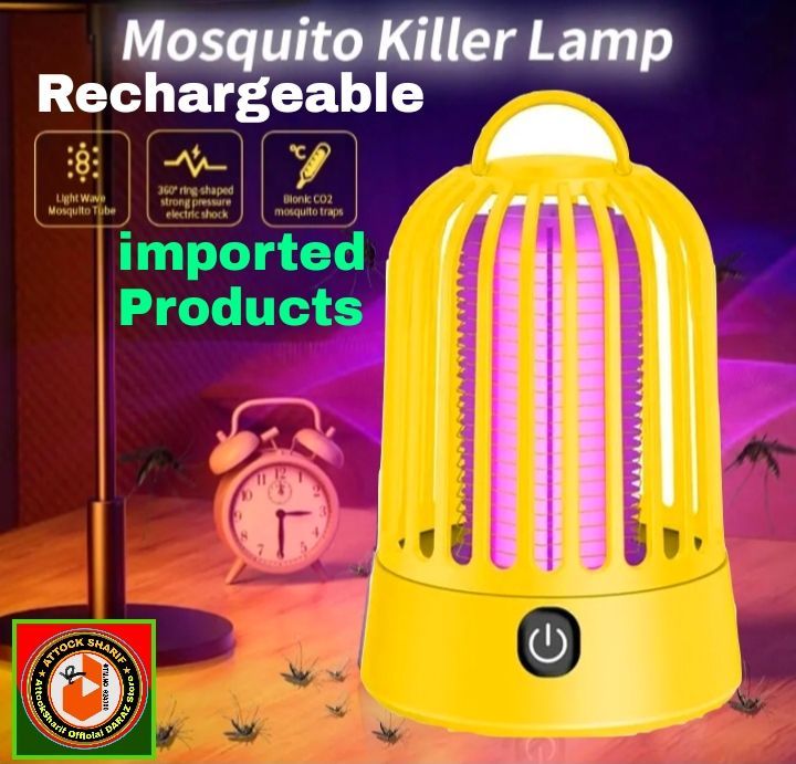 imported Rechargeable/USB Plug in Electric Shock Mosquito Killer Lamp UV Light Mute Anti Mosquito Fly Trap Bug Zapper Repellent Light AttockSharif