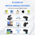 Portable U2 wired 2D U2W 2D Wireless Barcode Scanner Reader U2B Handheld Bluetooth QR Code Scanner 1D Barcode Reader for PDF417. 