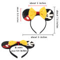 Disney Mickey Black Mouse Ears Headband For Girls Women Sequins 5"Bow Party Hairband Festival DIY Hair Accessories Femme.