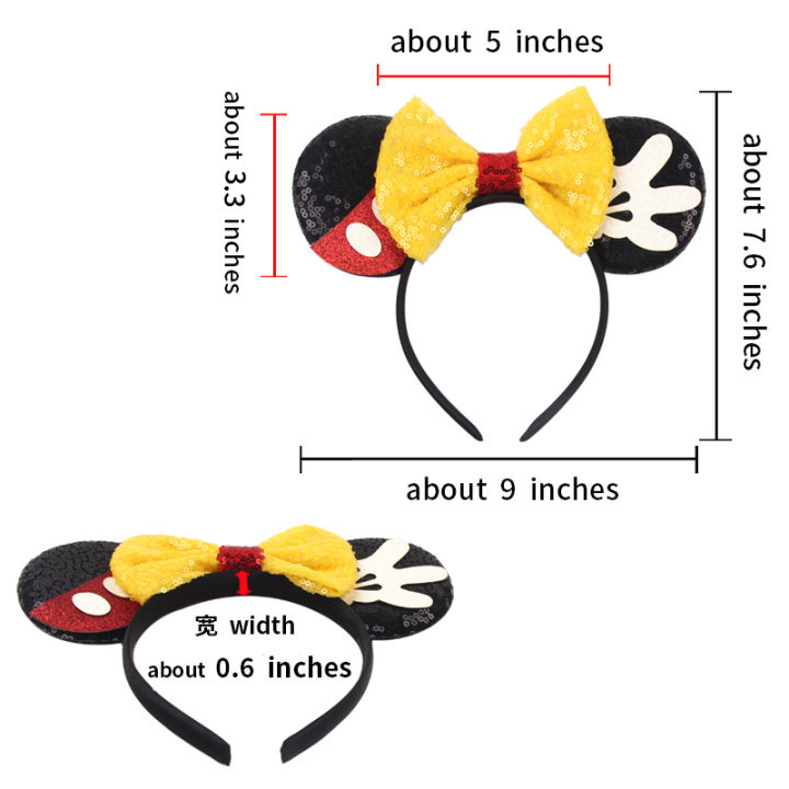 Disney%20Mickey%20Black%20Mouse%20Ears%20Headband%20For%20Girls%20Women%20Sequins%205"Bow%20Party%20Hairband%20Festival%20DIY%20Hair%20Accessories%20Femme%20-%20Image%203
