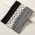 3Pcs Black & White Polka Dot Striped Elastic Headbands For Women Soft Stretchy Hair Accessory For Yoga Fitness Travel Daily Life.