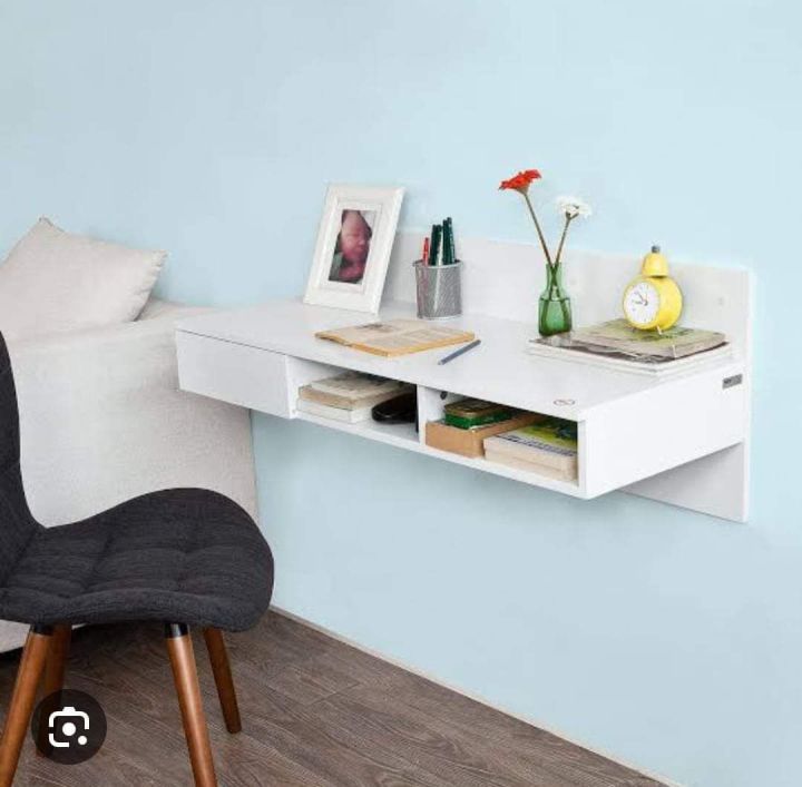 Wall table wall mount table slim fit table new design smart table  white colour computer table reading table