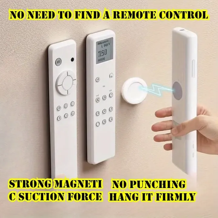 3pcs%20No%20Drill%20Magnetic%20Remote%20Holder%20-%20Wall%20Mount%20for%20TV/AC/DVD%20Remotes,%20White%20Space-Saving%20Design%20-%20Image%202