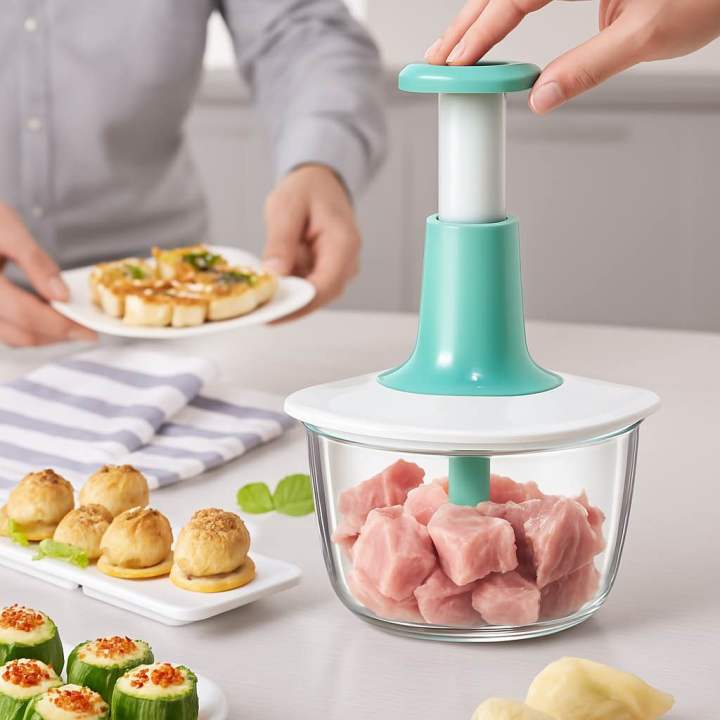 Hand Pat Food Processor Eater / Chopper Cutter / Handheld Vegetable Chopper/Mincer/Mixer/Blender to Chop Fruits Onions/Fresh Meat/Ginger/Herbs/Garlics