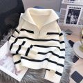 Sweater pullover women Spring and Autumn underwear 2024 New zipper stripe underlay short style popular premium sweater female.