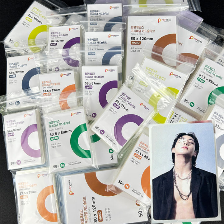 50-500pcs Korea Card Sleeves Clear Acid Free CPP HARD Photocard Holographic Protector Film Album Binder Photo Popcorn Card