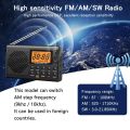 Rysamton Portable AM/FM Shortwave Radio. Large digital display with sleep timer and alarm clock function, battery operated radio. 