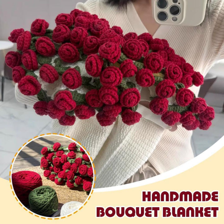 1pcs%20Rose%20Blanket%20Bouquet%20With%20%20Bag%20Crochet%20Handmade%20Blanket%20of%20Roses%20Birthday%20Valentine's%20Day%20%20for%20Girlfriend%20-%20Image%204