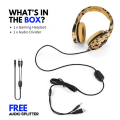 Premium Gaming Headphones with Noise Cancelling Microphone ~ Camouflage Headset with Stereo Sound for Mobile, PC, Laptop, Computer, PlayStation4, Xbox ~ Noise Reducing PS4 Headphone with Mic - 3.5mm Wire ~ By FunBug. 