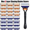 NEW 4-25 Pcs Comb Men's Razor Fusion Pro Power Shaving Shaver Male Face Beard Hair Trimmer 6 Layer Blades Replacement Refills. 