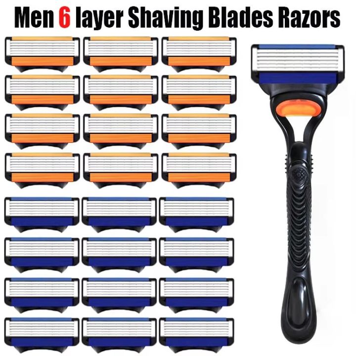 NEW 4-25 Pcs Comb Men's Razor Fusion Pro Power Shaving Shaver Male Face Beard Hair Trimmer 6 Layer Blades Replacement Refills