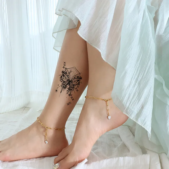 10pcs%20Black%20Flower%20Butterfly%20Moon%20Pattern%20Tattoo%20Stickers%20For%20Hand%20And%20Body%20Makeup%20Waterproof%20Temporary%20Tattoos%20For%20Women%20-%20Image%203