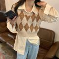 Autumn Fashion Female Vintage Plaid Sweater Vests Women's Tank Tops Knitted Crop Top Women Sleeveless Knitted Vest Waistcoat. 