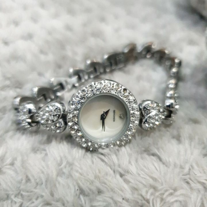 (L). Sekonda Elegance Women's Swarovski Set Bracelet Watch - 4115 ( 3 Rhinestone missing)