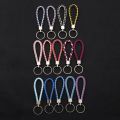 Very cheap 10 colors PU leather fashion keychain woven leather rope keychain bag hanging keychain. 
