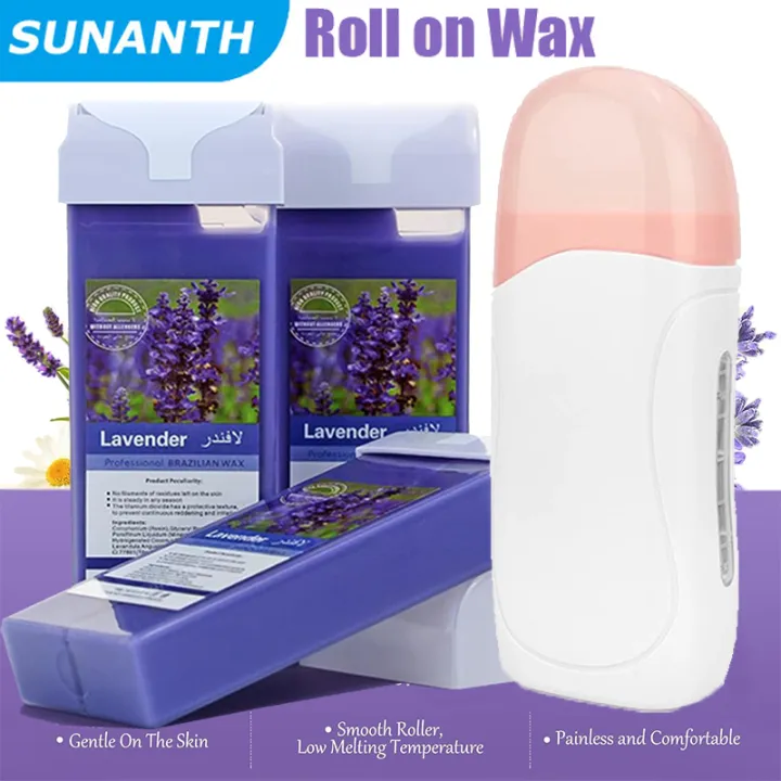 Roll On Waxing Kit,Hair Removal Wax Warmer with Cartridge Depilatory Roller Refill for Arms and Underarm Soft Wax Heater Kit
