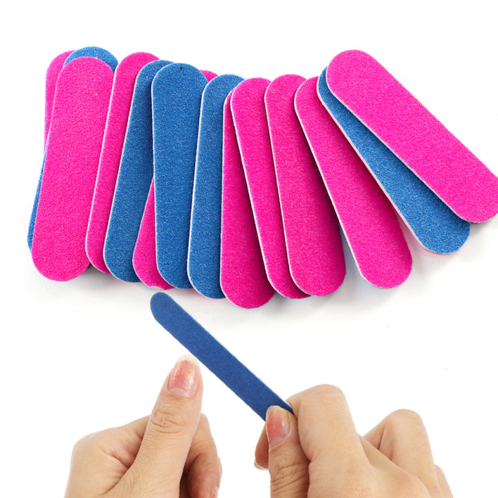 50/100PC Double Side Nail Files Mini 100/180 Grit Professional Nail Buffer Gel Remove Sponge Buffering Care Tool Accessories Set