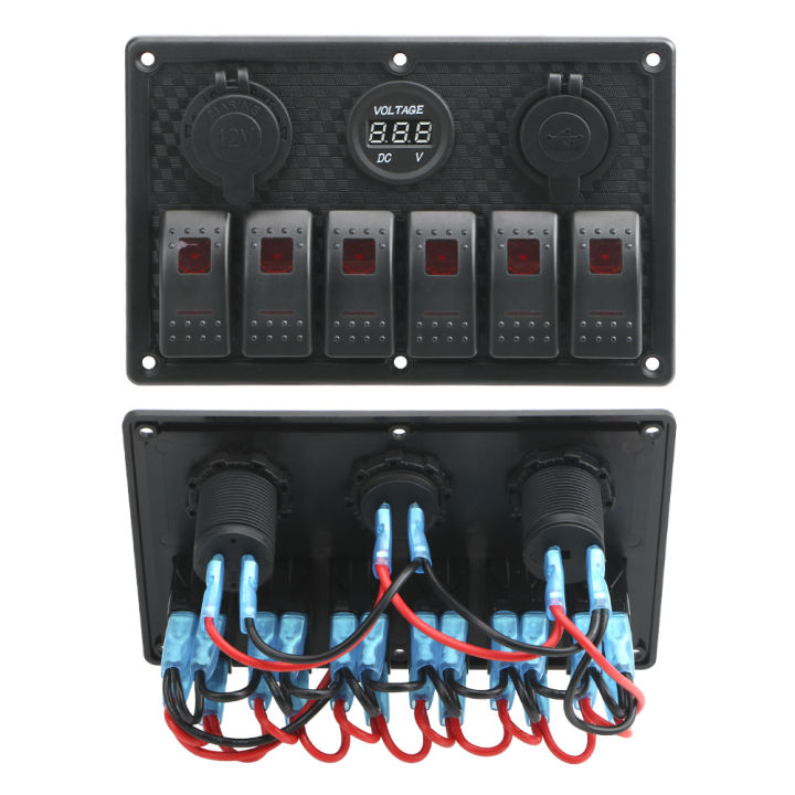 24V%2012V%206%20Buttons%20Switch%20Panel%20With%20Digital%20Voltmeter%20Tester%20USB%20Chargers%203.0%20Light%20Toggle%20Car%20Power%20Adapter%20Marine%20Boat%20Caravan%20-%20Image%206
