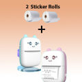 DOLPHINIX - Mini Printer With Thermal Paper  Rolls and  Sticker Roll | Inkless Bluetooth Portable Photo Printing 57mm for Android IOS with Adhesive Label Thermal Papers , Mini Printer for mobile , Printer Small Mini , Mini printer For mobile photo. 