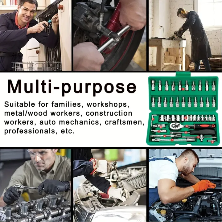 46pc%20Drive%20Socket%20Set%201/4%20inch%20Ratchet%20Wrench%20Set%20with%20Sockets%20Metric%20Hex%20Bit%20Socket%20Set%20Mechanic%20Tool%20Kits%20for%20Auto%20Repair%20Hous%20-%20Image%204