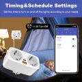 MANHOT 16A WiFi Smart EU Plug PD20W/25W Fast Charge Smart Plug 2 in 1 Socket Smart Dual Outlet  Work With Tuya Alexa  Home. 