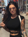 2022 Summer Women Black Short T-Shirts Sexy Crop Tops Short Sleeve Bandage Tee Tops Female Shirts. 