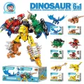 Spacekids 6 in 1 dinosaur robot toy Dino mecha Transformers 6 in 1 combo set kids toys Lego LEGO Lego series 6 box robot toys Lego compatible design. 