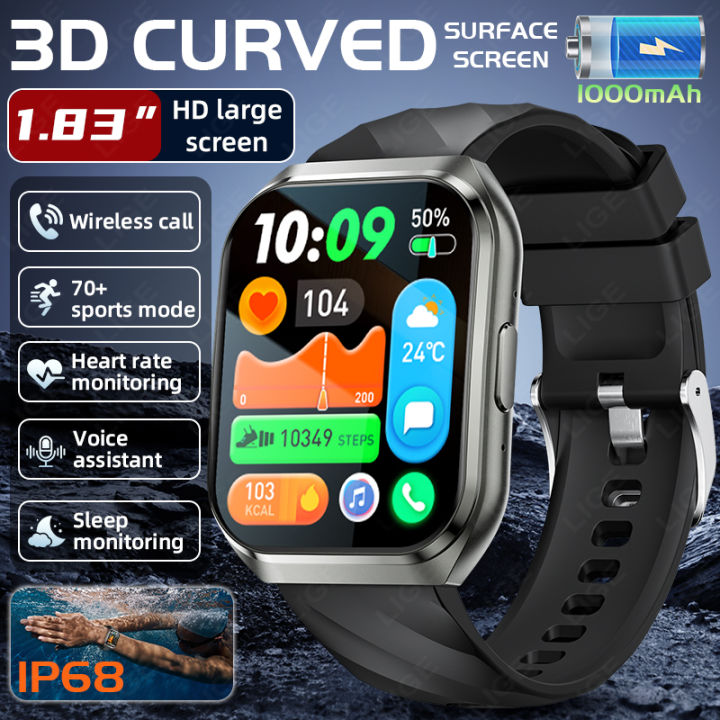 New Men‘s Smart Watch 1000mAh Battery Long Standby Outdoor Sports Fitness Waterproof Heart Rate Bluetooth Call Smartwatch Women