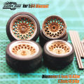 Kicarmod 1/64 Model Car ABS Wheels with  Tire Metal Rims Front Small Rear Large Refitting Parts For Model Car Hot Wheels. 