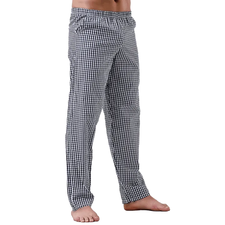 Pajama%20Pants%20Men's%20Pants%20Pure%20Cotton%20Home%20Pants%20Thin%20Summer%20Loose%20Plaid%20Cotton%20Home%20Pants%20Spring%20&%20Fall%20Air-Conditioned%20Pants%20-%20Image%203