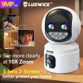 Luowice 9MP 3 Lens 2 Screen PTZ IP Surveillance Wifi Camera 10X Zoom Two-way Audio Baby Pet Smart Home Monitor. 