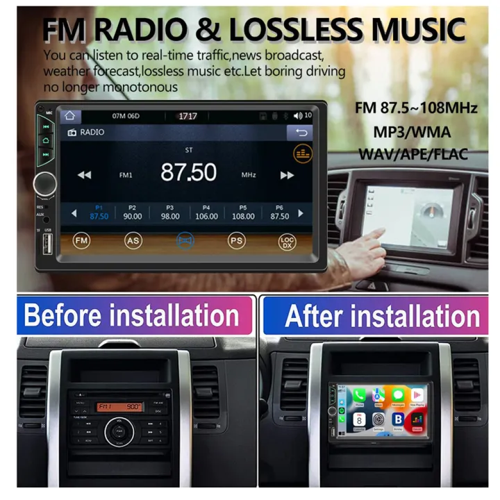 7%20Inch%20Universal%20Car%20Radio%20Stereo%202%20Din%20Touch%20Screen%20Car%20Video%20Player%20Carplay%20Android%20Auto%20with%20Rear%20Camera%20Bluetooth%20USB/TF/AUX%20-%20Image%205