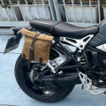 Satchel Vintage Motorcycle Side Bag Waterproof Oil Wax Canvas Hanging Bag for Small E-bike Hanging Toolkit. 